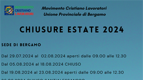 ORARI CHIUSURE ESTIVE 2024